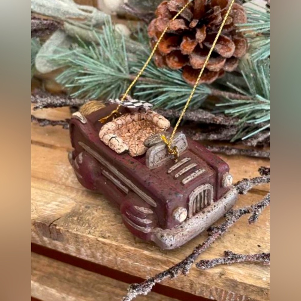 Farmhouse Vintage Race Car Christmas Ornament NEW